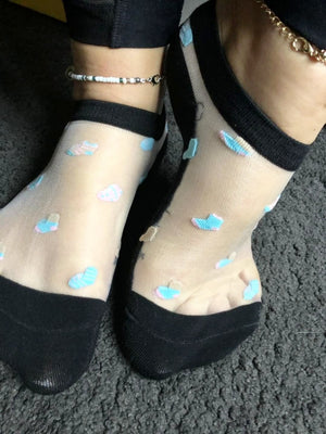 Cute Turquoise/Pink Ankle Sheer Socks - Global Trendz Fashion®
