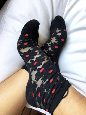 Elegant Black Flowers Sheer Socks - Global Trendz Fashion®