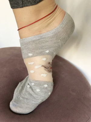 Adorable Grey Bear Ankle Sheer Socks - Global Trendz Fashion®