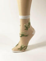 Nifty Green Flowers Sheer Socks - Global Trendz Fashion®