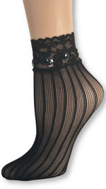 Lateral Black Custom Mesh Socks with beads - Global Trendz Fashion®