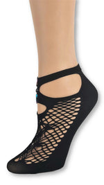 Alien Black Custom Mesh Socks with crystals - Global Trendz Fashion®
