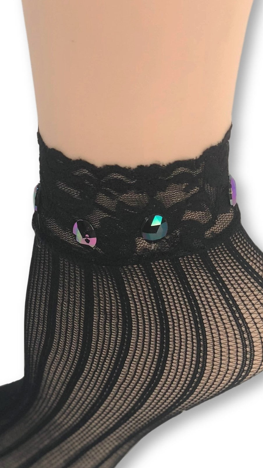 Lateral Black Custom Mesh Socks with beads - Global Trendz Fashion®