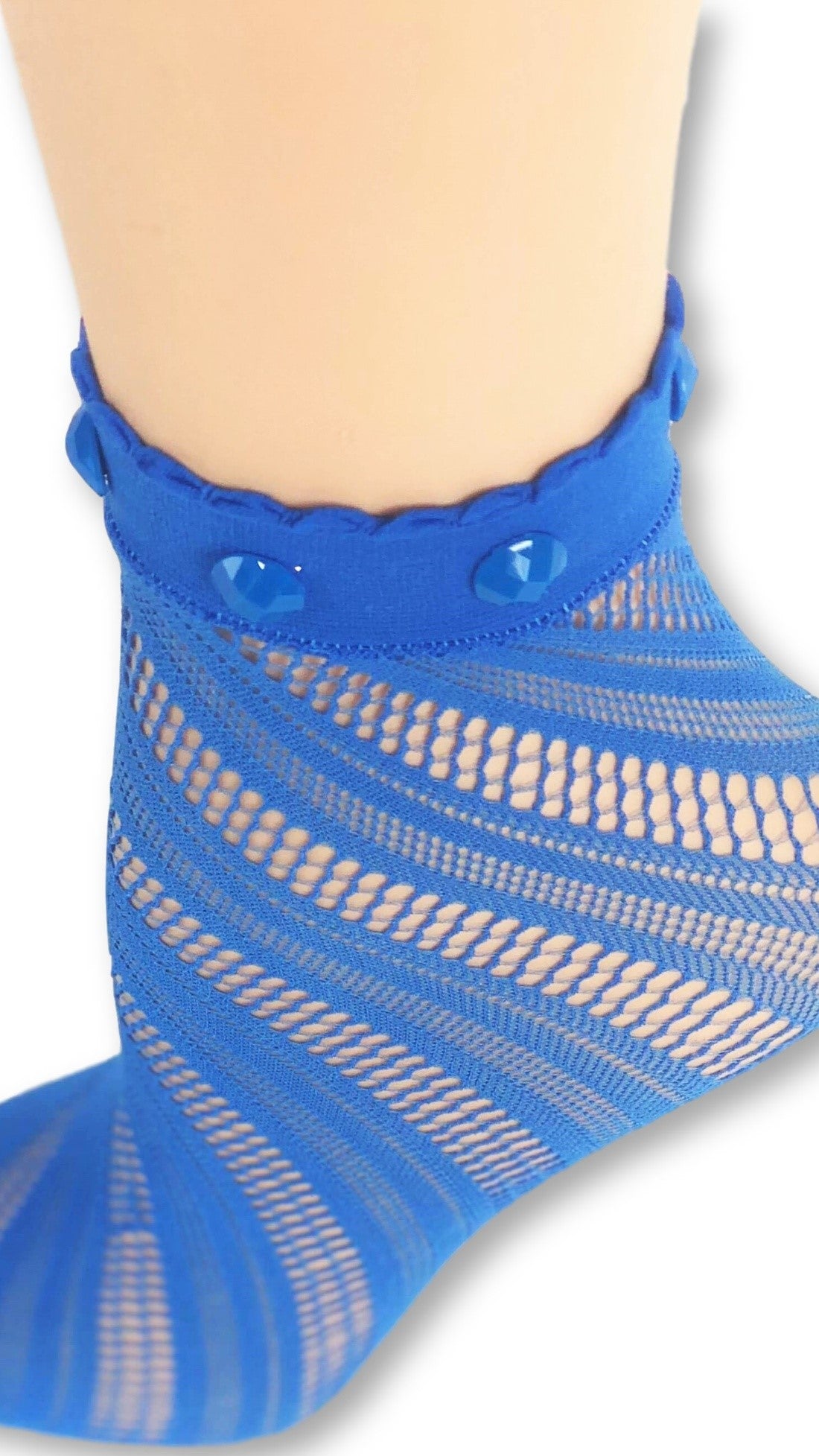 Charming Blue Custom Mesh Socks with beads - Global Trendz Fashion®