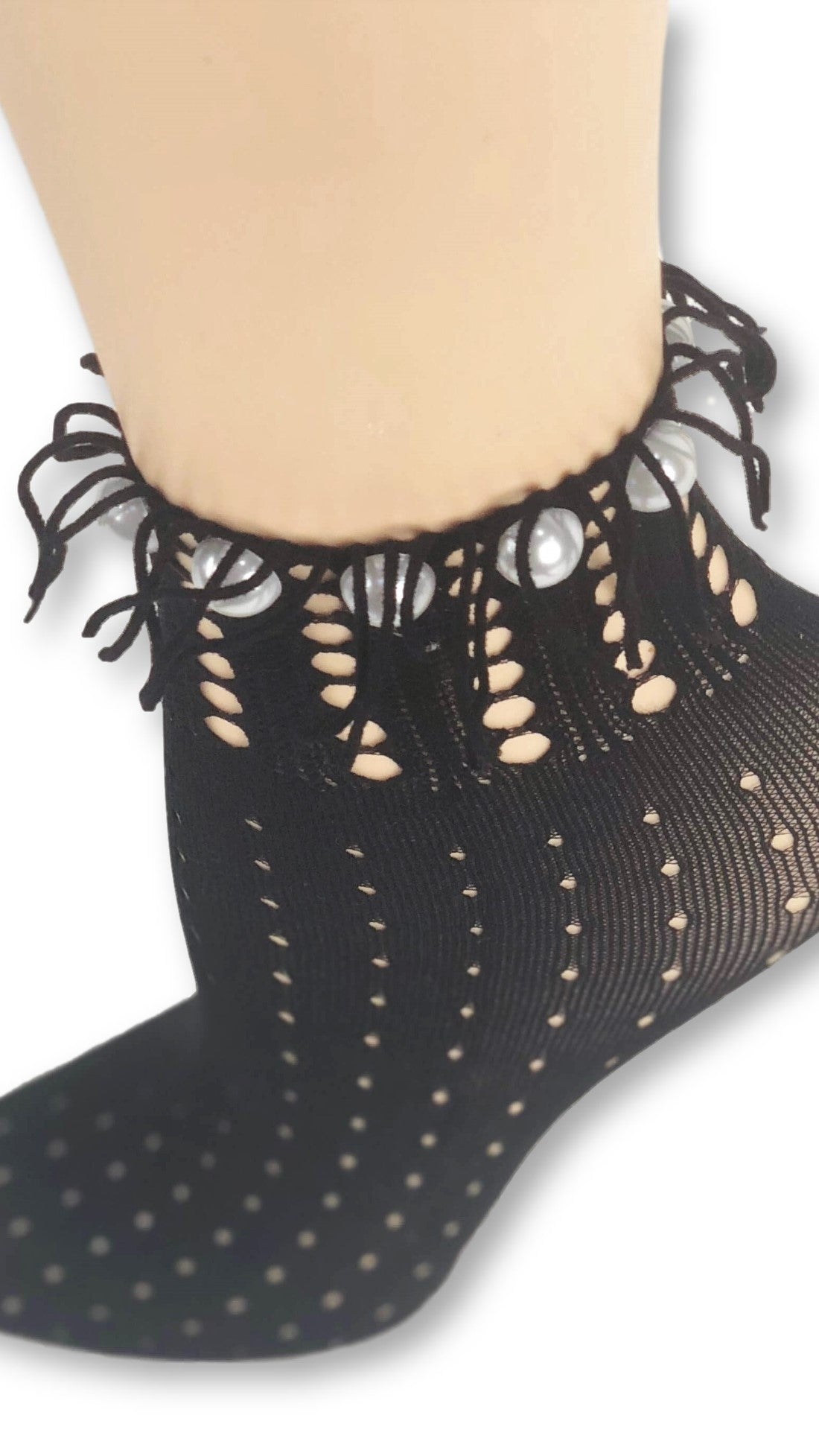 Wild Dark Black Custom Mesh Socks with beads - Global Trendz Fashion®