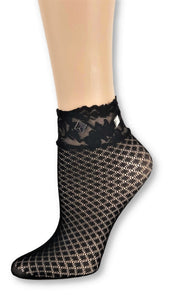 Pattern Black Custom Mesh Socks with beads - Global Trendz Fashion®