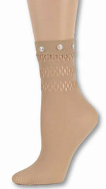 Trendy Beige Custom Mesh Socks with beads - Global Trendz Fashion®