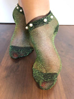Stunning Pearls Green Glitter Socks - Global Trendz Fashion®