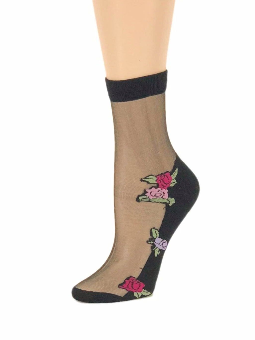 Pink & Red Roses Sheer Socks - Global Trendz Fashion®