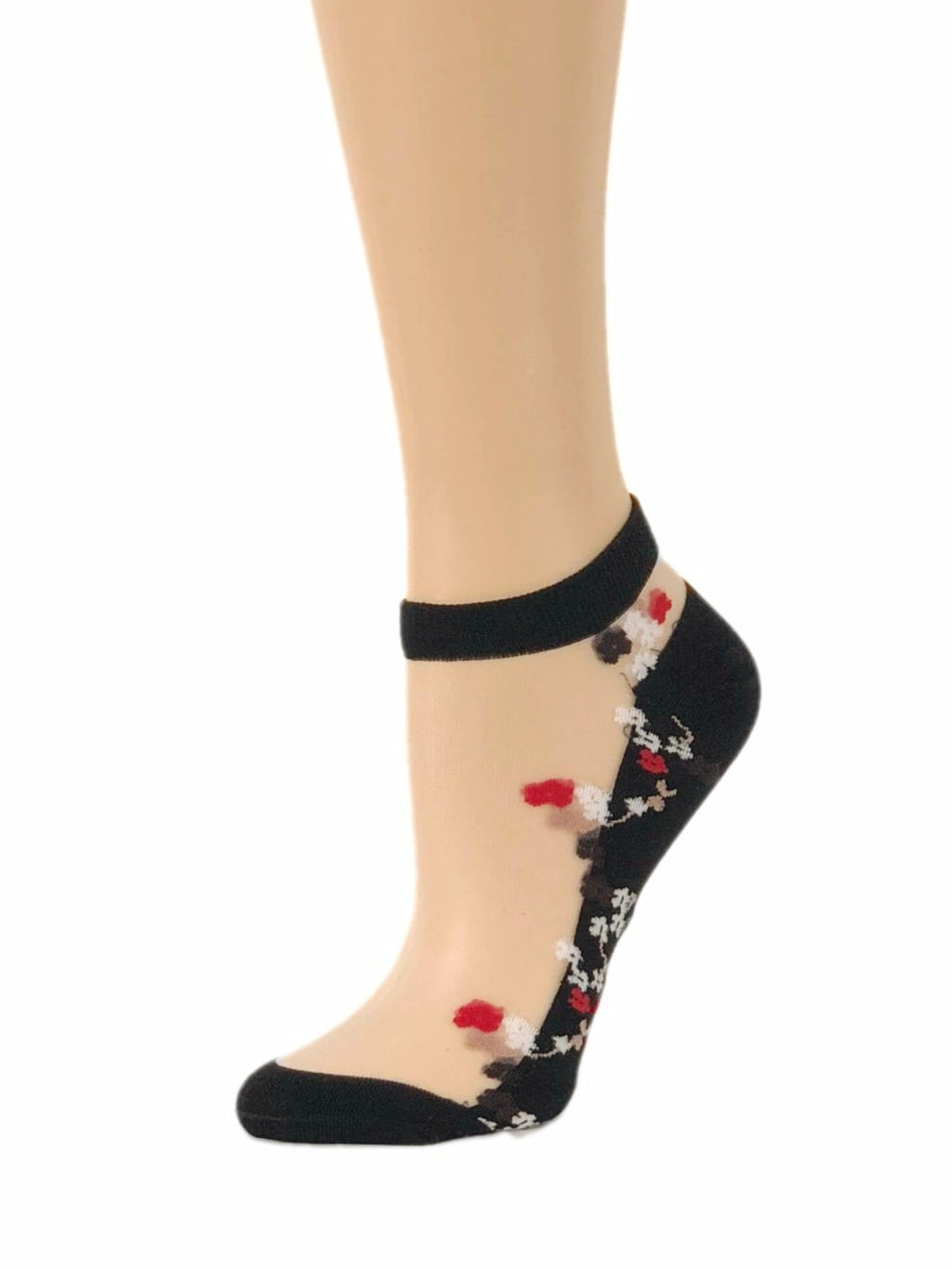 Red White Roses Ankle Sheer Socks - Global Trendz Fashion®