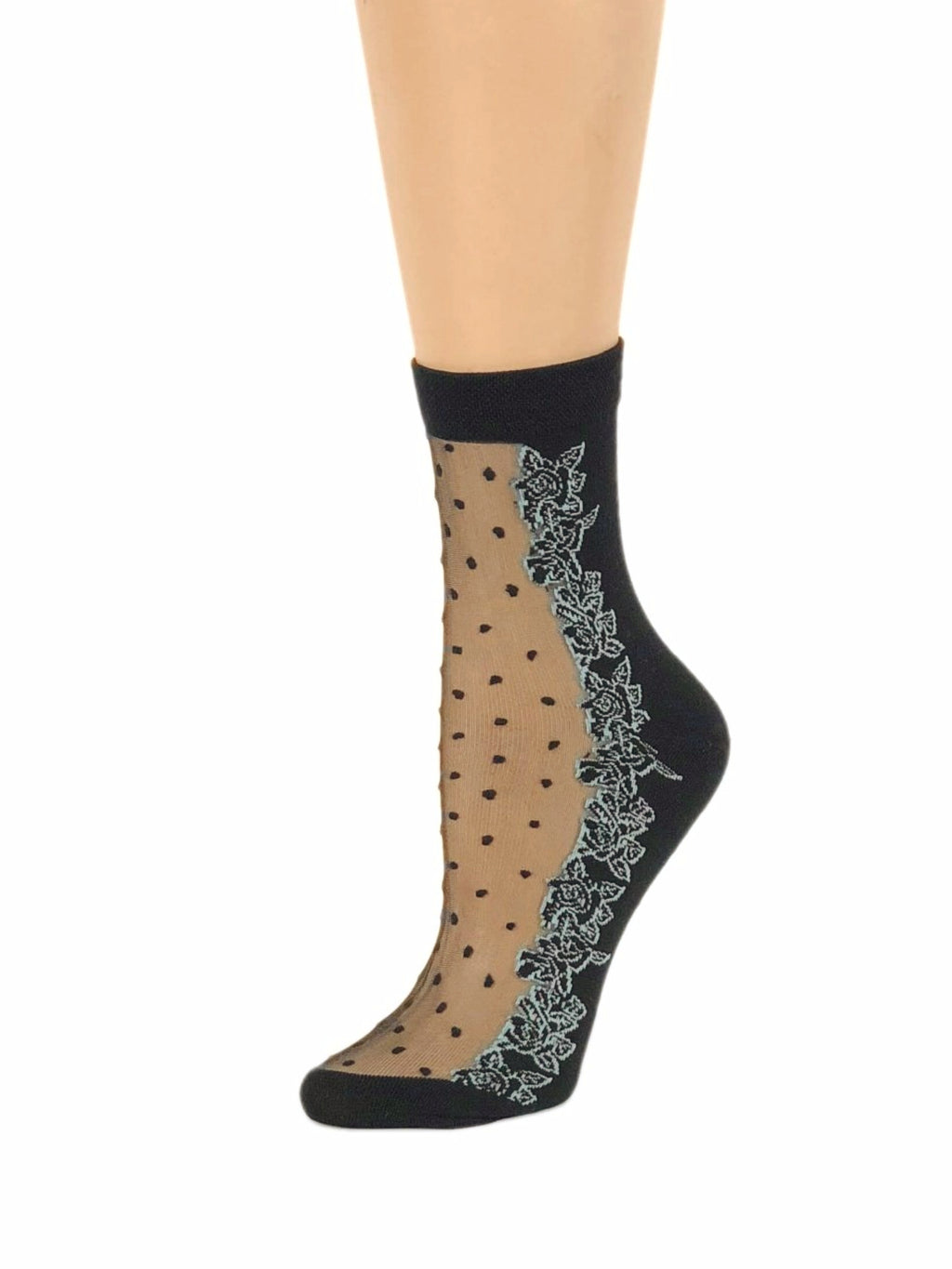 Sea Blue Flowers Sheer Socks - Global Trendz Fashion®