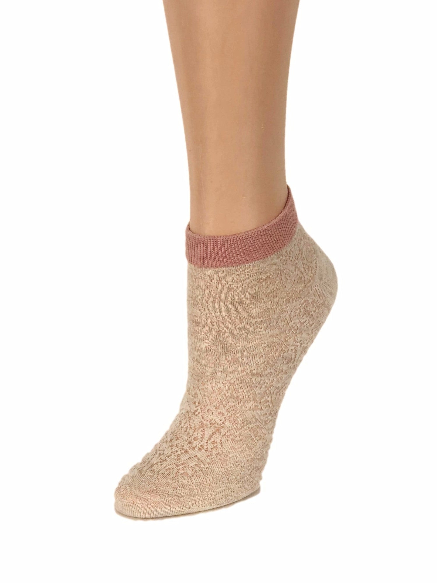 Pink Stripped Cream Ankle Sheer Socks - Global Trendz Fashion®