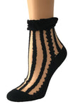 Coal Black Striped Sheer Socks - Global Trendz Fashion®