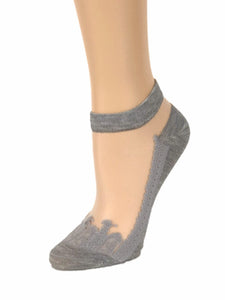 Pretty Grey Patterned Ankle Sheer Socks - Global Trendz Fashion®