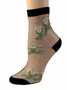 Nifty Green Floral Sheer Socks - Global Trendz Fashion®