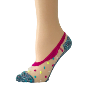 Turquoise Dotted Ankle Sheer Socks - Global Trendz Fashion®
