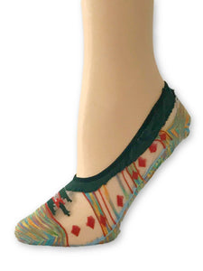 Red/Green Patterned Ankle Sheer Socks - Global Trendz Fashion®