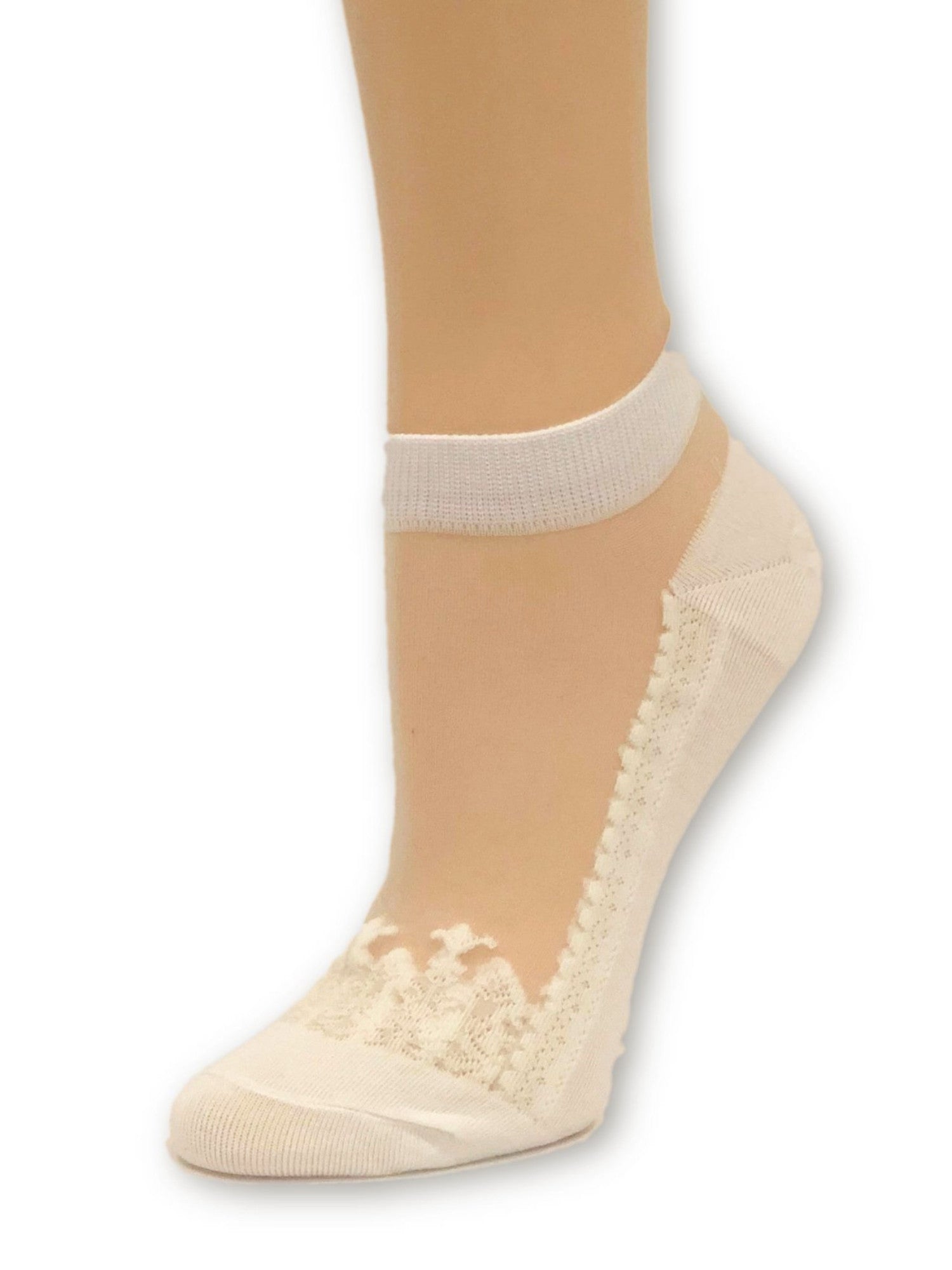 Pretty White Patterned Ankle Sheer Socks - Global Trendz Fashion®
