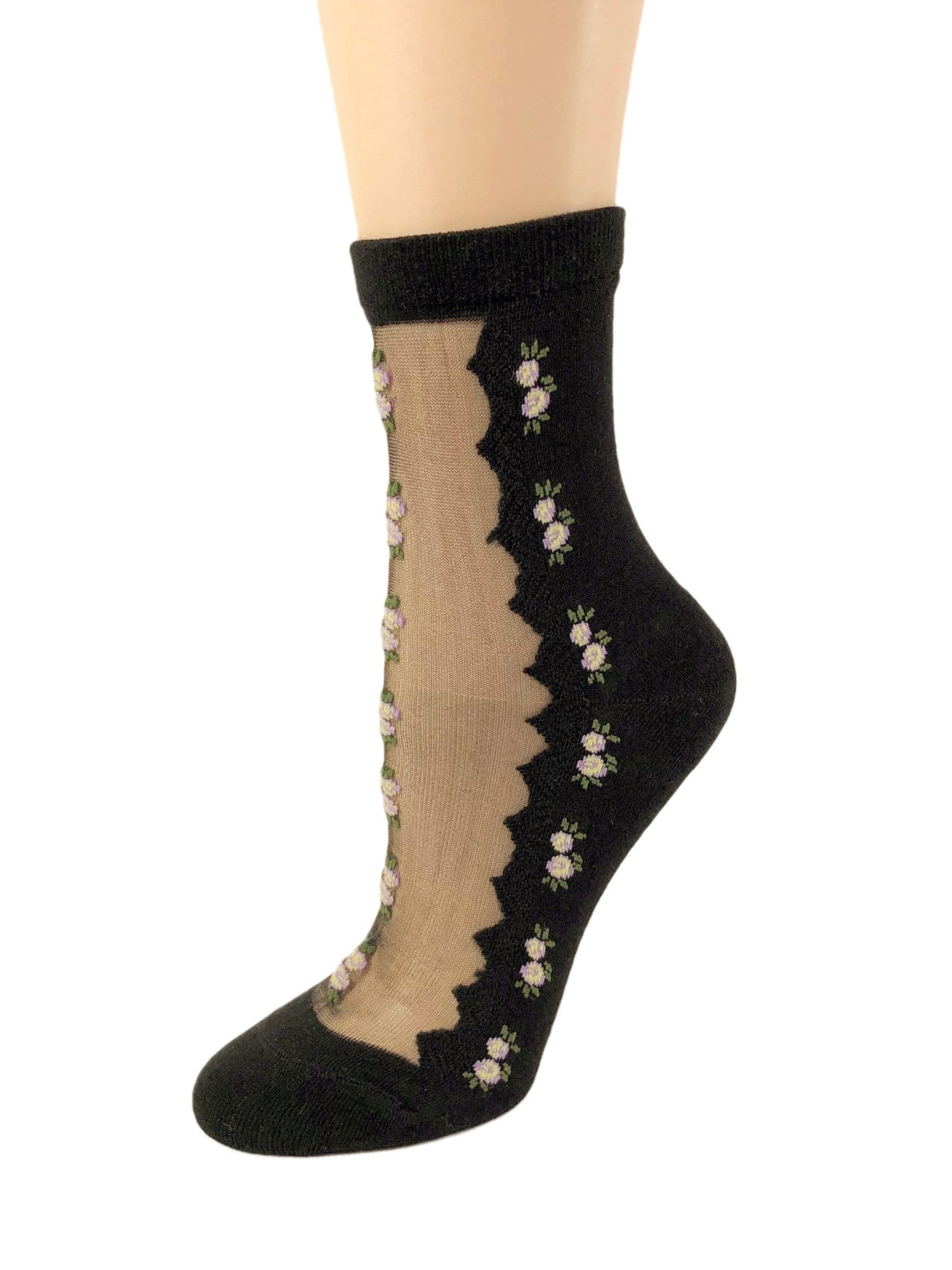 Patterned White Flowers Sheer Socks - Global Trendz Fashion®