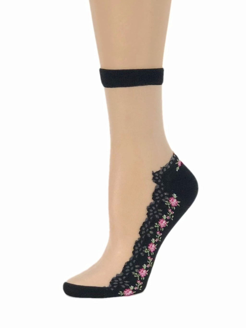 Sequence Pink Roses Sheer Socks - Global Trendz Fashion®