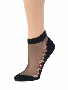 Pretty Pink Flowers Ankle Sheer Socks - Global Trendz Fashion®