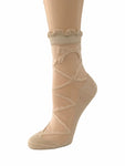 Furry Beige Bow Sheer Socks - Global Trendz Fashion®