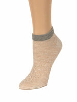 Grey-Stripped Cream Ankle Sheer Socks - Global Trendz Fashion®
