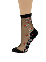 Mini Pink/Red Flowers Sheer Socks - Global Trendz Fashion®
