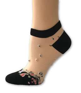 Beautiful Black Patterned Ankle Sheer Socks - Global Trendz Fashion®