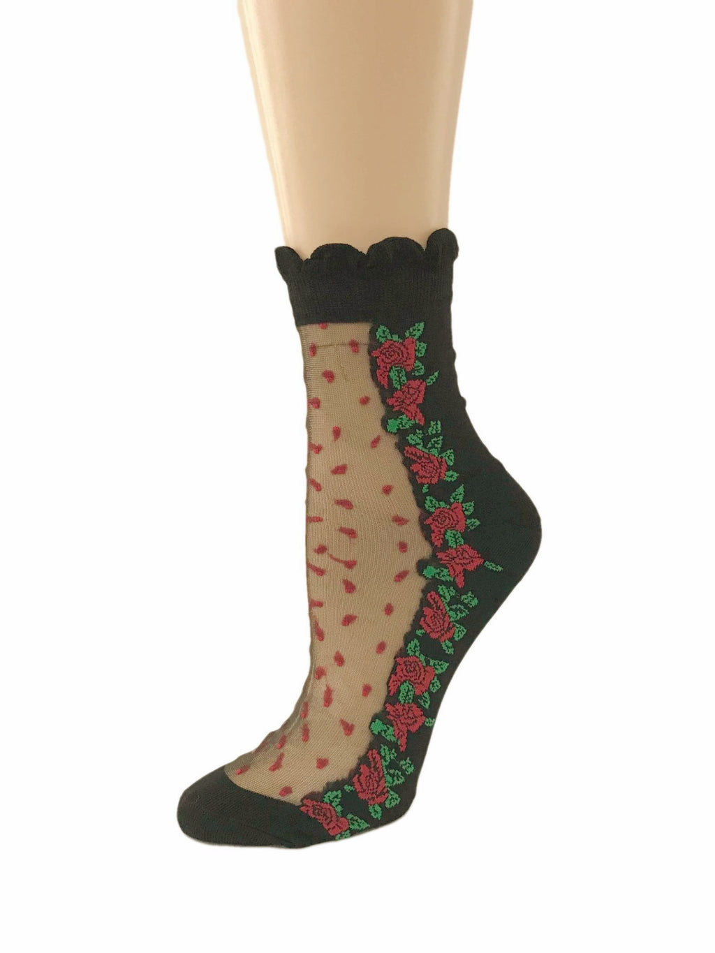Multi Red Roses Sheer Socks - Global Trendz Fashion®