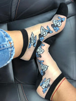 Gorgeous Blue/White Roses Sheer Socks - Global Trendz Fashion®