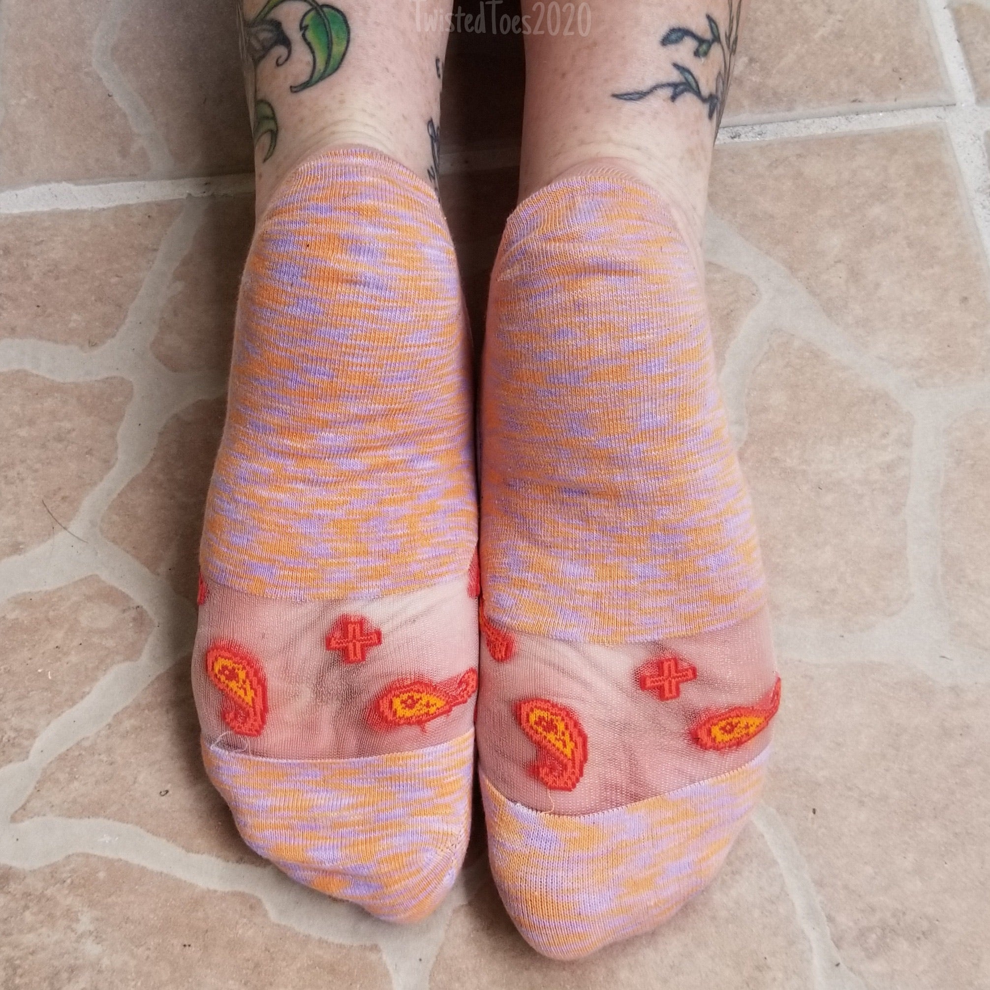 Orange No Show Sheer Socks