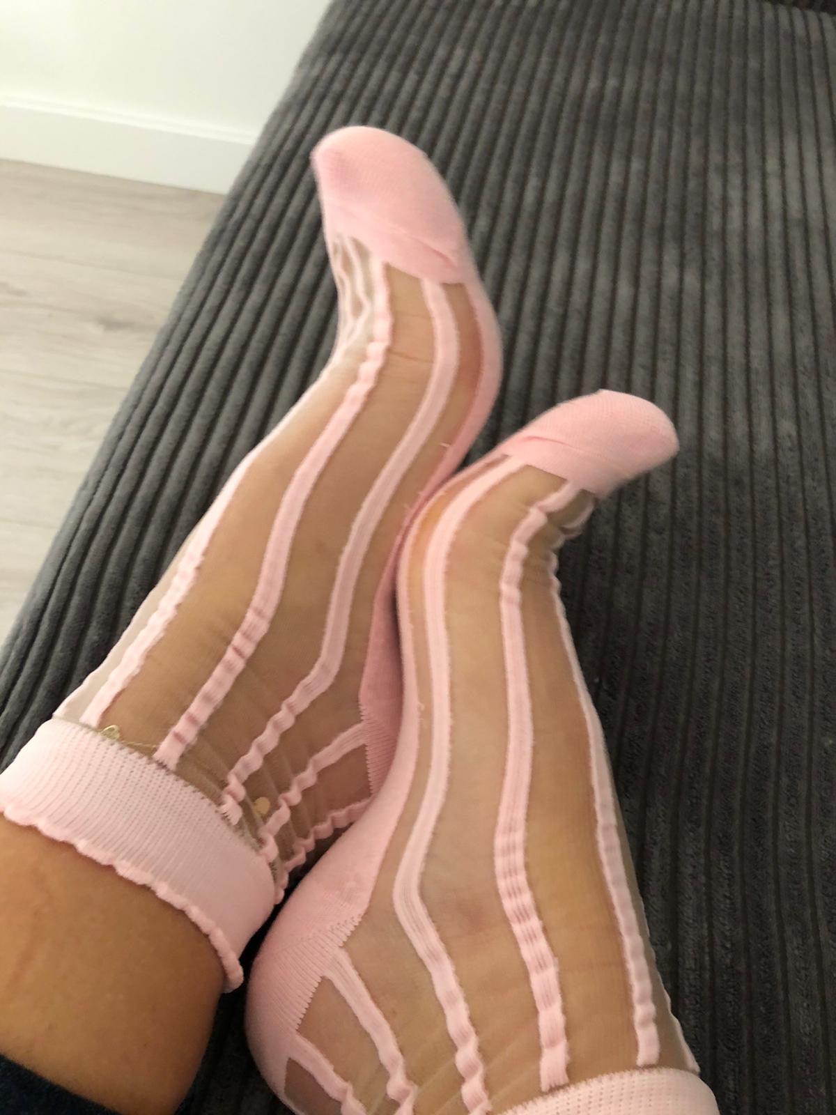 Sharp Pink Striped Sheer Socks - Global Trendz Fashion®