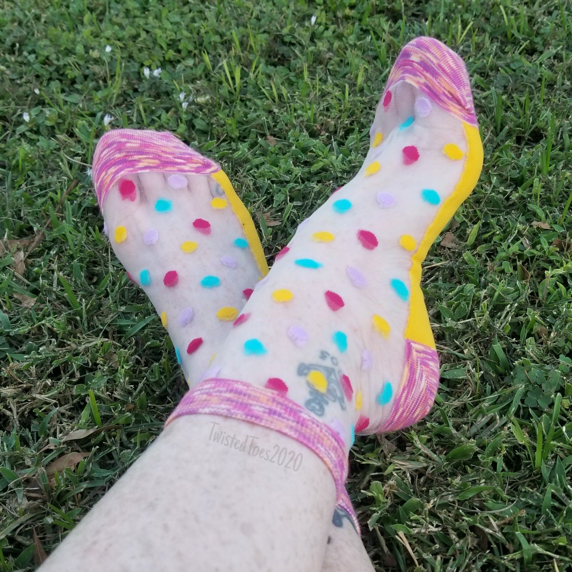 Bright Coloured Polka Sheer Socks