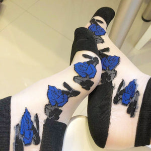 Pleasant Blue Flowers Sheer Socks - Global Trendz Fashion®