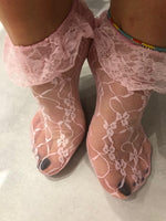 Rose Pink Mesh Socks with edging lace - Global Trendz Fashion®