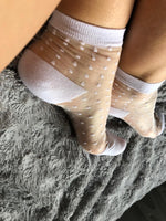 Milky White Dotted Sheer Socks - Global Trendz Fashion®