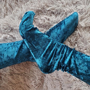 Navy Blue Crushed Velvet Socks - Global Trendz Fashion®