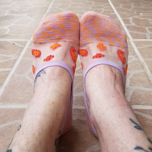 Orange No Show Sheer Socks
