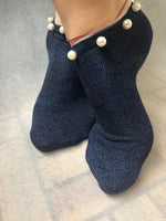 Stunning Pearls Sea Blue Glitter Socks - Global Trendz Fashion®