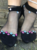 Mini Pink/Blue Flowers Ankle Sheer Socks - Global Trendz Fashion®