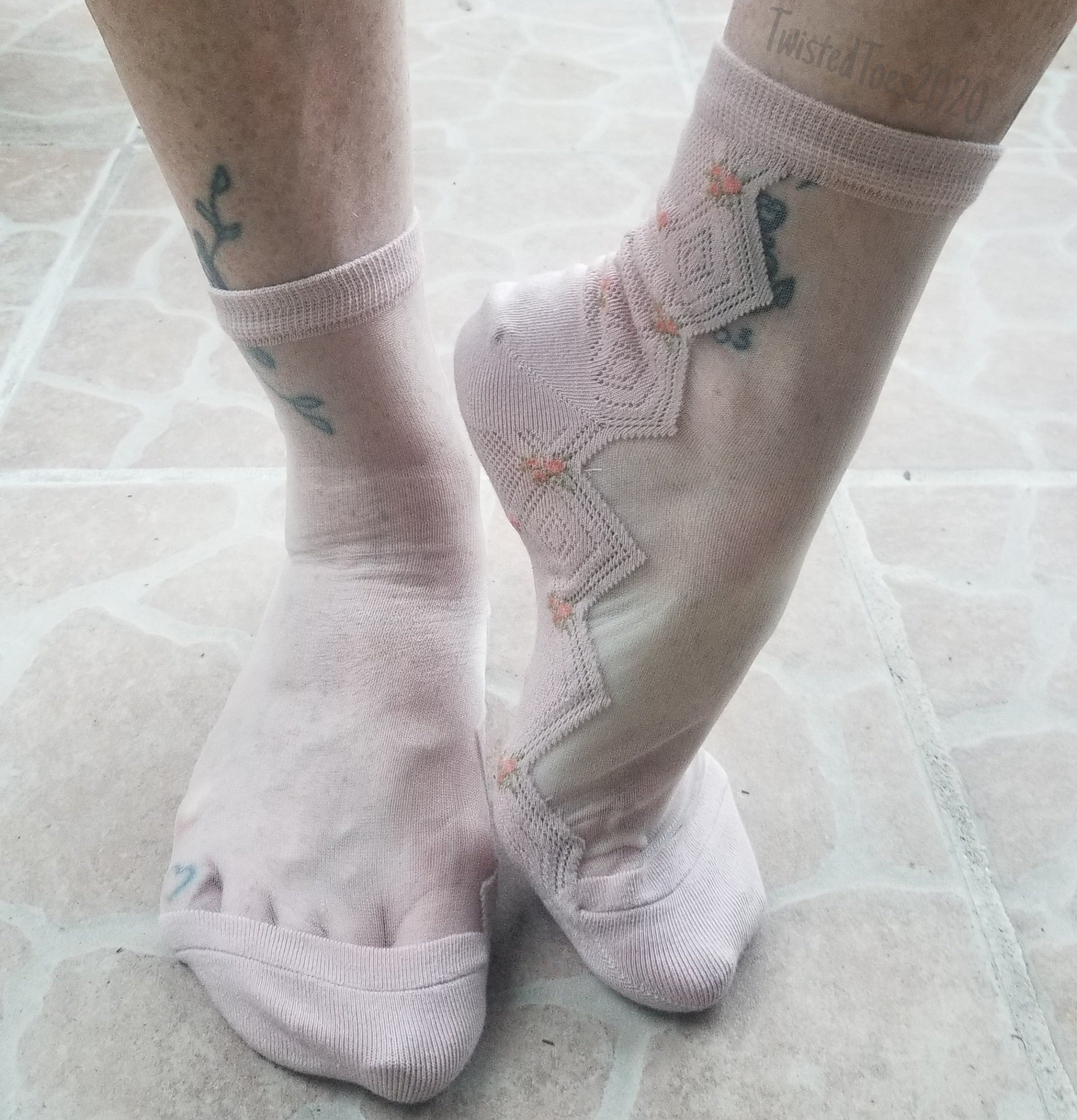 Pink Zig Zag Sheer Socks