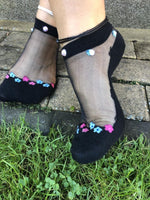 Mini Pink/Blue Flowers Ankle Sheer Socks - Global Trendz Fashion®