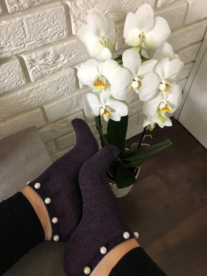 Stunning Pearls Purple Glitter Socks - Global Trendz Fashion®