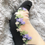 Wild Purple Flowers Sheer Socks - Global Trendz Fashion®